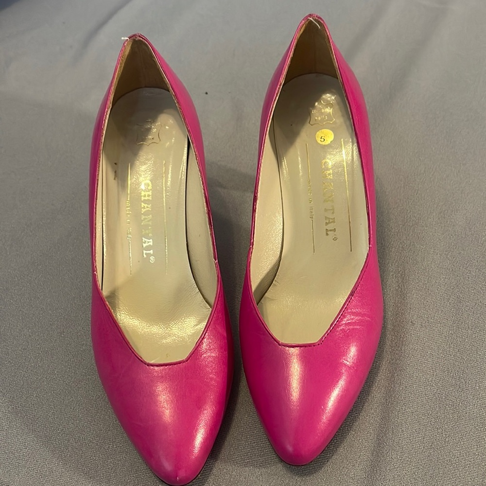 CHANTAL made in ITALY 🇮🇹 pink leather womens Heels 👠 Shoes size 5.5